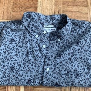 Blue/Grey Floral Button Down Shirt - XXL - Old Navy